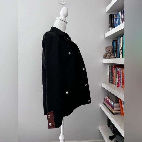 Lauren Ralph Lauren Women’s Poly Jacket Lamb Leather Trim Zip Black Size Medium - Picture 7 of 12